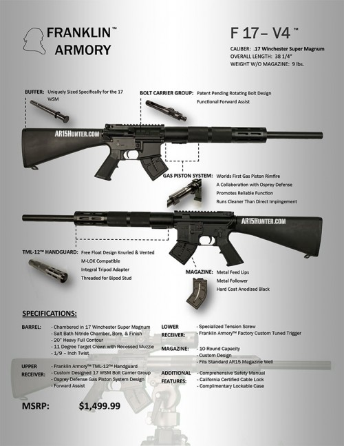 Spec Sheet for the Franklin Armory F17-V4 with Forged Receiver