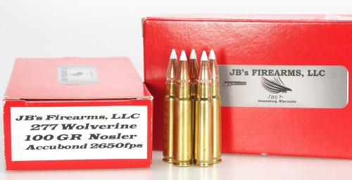 JB's Firearms factory loaded 100gr Nosler Accubond loads in .277WLV.